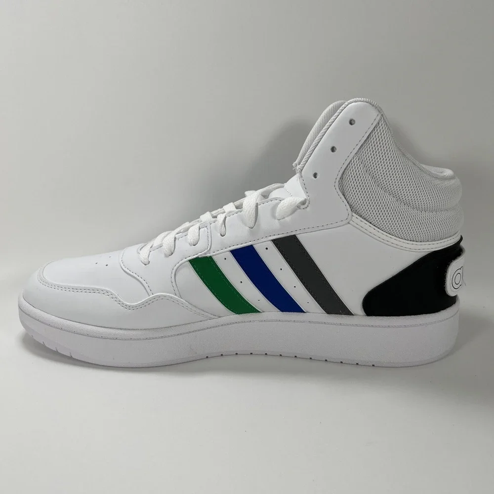 NEW adidas Men's 11.5 Hoops 3.0 Mid Basketball Shoe White/Green/Team Royal Blue - Picture 10 of 16